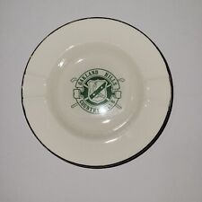 Vintage Oakland Hills Country Club Cream Ashtray Ceramic Green Print Gold Trim picture