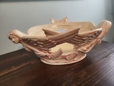 Vintage Scioto Pottery 98 pink glazed angels flying planter 12Lx7Wx4T picture