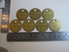 Vintage Lot of 7  Sequential GM 127 CAM Brass Tool Check Tags BIS picture