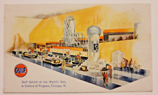 Vtg Gulf Exhibit world's fair postcard Chicago largest atmospheric vacuum still picture