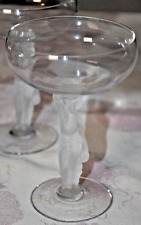 qty 3 Vtg Bayel Bacchante Crystal Champagne Glass Set Male Frosted Stems France picture