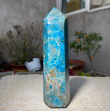 533g Blue Apatite Obelisk Tower Natural Crystal Point Wand Reiki Healing Mineral picture