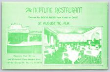 Interior~2 Views Neptune Restaurant St Augustine Florida B&W~Vintage Postcard picture