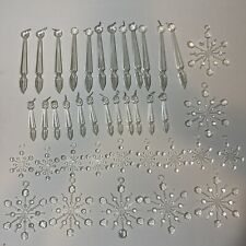 Vtg 70s Plastic Prism Christmas Ornaments Icicle Snowflakes Spears Lot Of 40 MCM picture