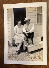 Vintage 1920s Man & Woman Husband & Wife Fashion Hat Florida Real Photo P10L2 picture