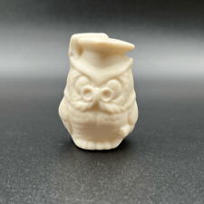 Vintage Professor Owl Bisque Ceramic Figurine Graduation Cap Diploma Signed Mini picture
