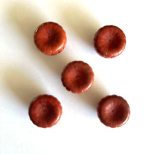 5 Vintage Wood Unusual Round Buttons picture
