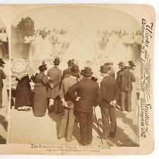 Versailles Palace Fountains France Stereoview c1900 Bowler Hat Parasols A2222 picture