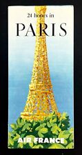 1957 24 Hours In Paris France Air France Airlines Vintage Travel Tours Brochure picture