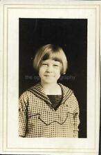 Small Found Photograph bw SCHOOL GIRL Original Portrait VINTAGE JD 110 2 X picture
