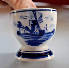 ELESVA DELFT Holland Blue/White Soft Boiled Egg Cup Windmill Motif #131 VTG 1950 picture