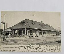 1906 Postcard Of Union Depot Train Station Wagon Lansing Michigan MI Antique  picture