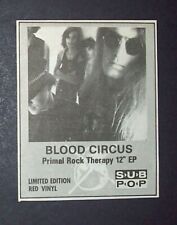 Blood Circus Primal Rock Therapy, Sub Pop Seattle 1989 Mini Poster Type Ad picture