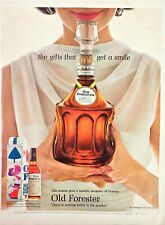 1963 Old Forester Bourbon Whiskey Woman Holding Bottle Vintage Print Ad 10x13 picture