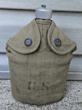 WW1 US Army Early Eagle Snap  Canteen Cover And 1918 Canteen picture