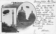 DES MOINES IOWA AIRSHIP ZEPPELIN ENCIRCLING THE MONUMENT 1906 UDB POSTCARD 9478 picture