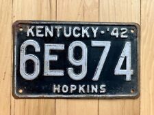 1942 Kentucky Hopkins County License Plate picture