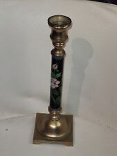 Vintage Floral Chinese Cloisonne Enamel Tapered Candlestick Candle picture