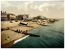 England. Worthing. The Beach Looking East.  Vintage Photochrome by P.Z, Photoc picture