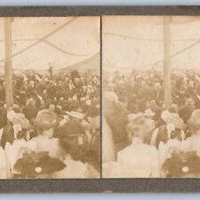 c1900s Mystery Crowd Tent Event Victorian Women Band Real Photo Stereoview V40 picture