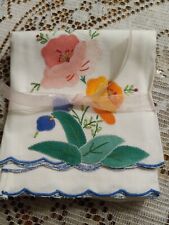 Vintage New Fingertip Tea Towels Linens Embroidery Applique Set of 3 Retro picture