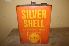 Vintage Silver Shell Motor Oil 2 Gallon Metal Can Gas Station Sign picture