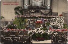 1907 PASADENA, CA Hand-Colored Postcard UNIVERSALIST CHURCH Interior / Easter picture