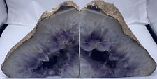 Large Beautiful Natural Amethyst Geode 6”Bookends Heavy 12lb Quartz Crystal Pair picture