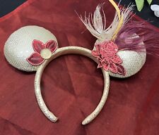Disney Parks Minnie Mouse Gold Sequin Feather Flapper Roaring 20’s Ear Headband  picture