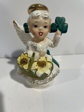 Vintage March Birthday Shamrock Clover Angel Figurine By High Mount Quality picture