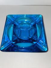 Vintage Anchor Hocking Laser Blue Ashtray Lot Of 2 Large And Small picture