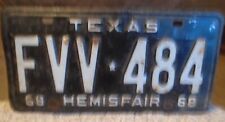 Vintage 1968 Texas License Plate FVV 484 Hemisfair picture