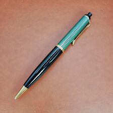 Vintage Pelikan 350 Mechanical Pencil Push Button Green Striped Gold Accents picture