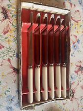 6 Vintage Billam of Sheffield England  Faux Bone Stainless Knife Set picture