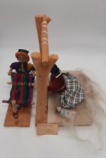 Two Handmade Native American Navajo Indian Crafts:Mother Making Rug On Loom picture