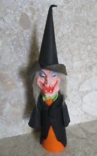 VTG 70s Bemis Paper Cone Felt Creepy Scary Witch Figurine Halloween Decor 16.5