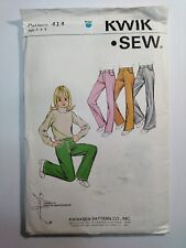 Vintage 414 Kwik Sew Pattern GIRLS JEANS SZ 4-8, Uncut And Unopened picture