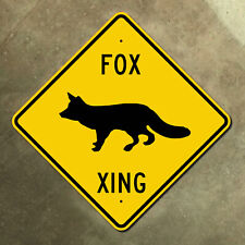 Fox crossing warning highway marker road sign vixen kit foxes wildlife 16x16 picture