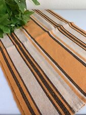 Swedish Hand Woven Table Runner Striped Natural Brown Orange 50.5