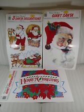 Vintage NEW Giant Santa Claus Merry Christmas Die Cuts Velvet Flocked 20+