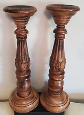 Wooden Candle Holder - Pair, 18