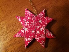  Scandinavian Fabric Star, Handmade Decorative Ornament, Red/White Snowflakes picture