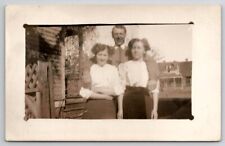 RPPC Man With Two Woman Postcard T24 picture