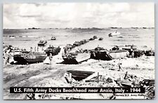 Military~US Fifth Army Ducks Beachhead Near Anzio Italy~B&W~WW2 Era~Postcard picture