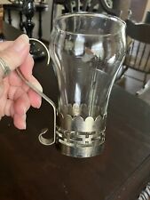 Vintage Old fashioned Ice Cream Soda Glass With Metal Holder picture