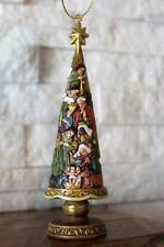 Nativity Christmas Tree Ornament Carved Wood Look Stacked Figures 5 inch picture