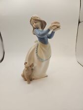 Vintage 1987 Lladro Nao Puppy's Birthday #1045 Girl W Cake & Dog Figurine Spain picture
