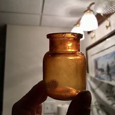 Stunning Bright Yellow Amber Hand Blown Vaseline Type Medicine Bottle 1890s picture