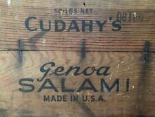 RARE WOOD SHIPPING CRATE 'CUDAHY'S GENOA SALAMI' LARGE/STURDY ANTIQUE BOX picture