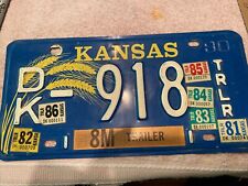1980 KANSAS TRAILER License Plate with stickers for 81,82,83,84,85,&86 picture